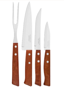 Kit Churrasco Naturalle Aço Inox Cabo Madeira