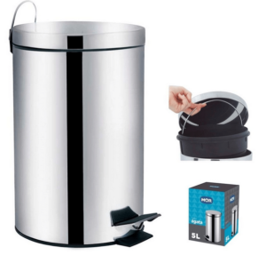 Lixeira Aco Inox 5 Litros Cesto Lixo Com Pedal Balde Removivel