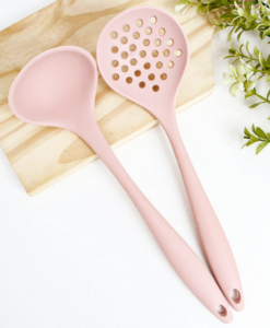Kit Utensílios De Silicone Com 2 Peças Variadas Rosa / U
